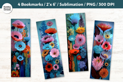 Blue Floral Bookmarks , Printable Crafts, 4 PNG Product Image 1