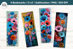 Blue Floral Bookmarks , Printable Crafts, 4 PNG Product Image 1