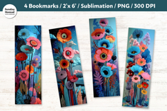 Blue Floral Bookmarks , Printable Crafts, 4 PNG Product Image 1