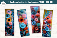 Blue Floral Bookmarks , Printable Crafts, 4 PNG Product Image 1