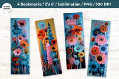 Blue Floral Bookmarks , Printable Crafts, 4 PNG Product Image 1