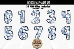 Blue Chinoiserie Doodle Alphabet Numbers | Toile PNG Files Product Image 3