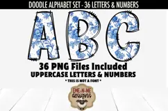 Blue Chinoiserie Doodle Alphabet Numbers | Toile PNG Files Product Image 5