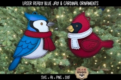 Blue Jay and Cardinal Laser Ready Ornaments | Winter SVG Product Image 1