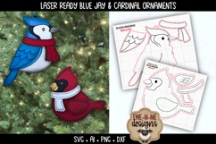 Blue Jay and Cardinal Laser Ready Ornaments | Winter SVG Product Image 2