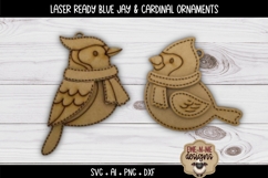 Blue Jay and Cardinal Laser Ready Ornaments | Winter SVG Product Image 3