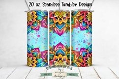Rainbow Mandala with Blue 20 oz Seamless Tumbler Wrap Design Product Image 1