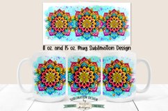 Blue Rainbow Mandala | 11 &amp; 15 oz Sublimation Mug Design Product Image 1