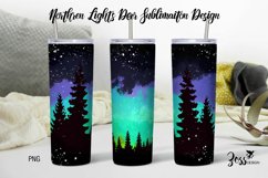 Pine forest with northern lights sublimation tumbler design Product Image 1