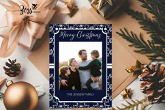 Blue and White Christmas Photo Card Template | Photoshop PSD Product Image 2