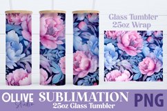 Beautiful Peonies 25oz Glass Tumbler Wrap PNG Product Image 1