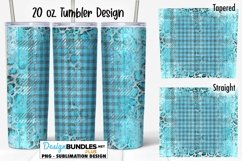 Blue Plaid Leopard Grunge 20 oz Tumbler Sublimation Wrap Product Image 1