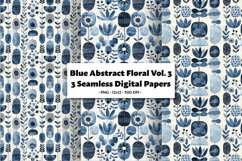 Blue Abstract Florals Vol 3 , 3 PNG Seamless Patterns Product Image 1