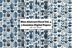 Blue Abstract Florals Vol 4 , 3 PNG Seamless Patterns Product Image 1