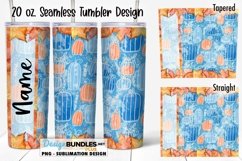 Blue Orange Pumpkin 20 oz Seamless Tumbler Sublimation PNG Product Image 1