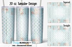 Blue Shabby Cottage & Plaid 20 oz Tumbler Sublimation Design Product Image 1