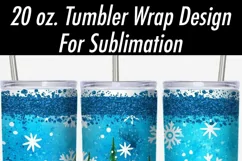 20 oz Tumbler Sublimation PNG | Blue Snowflake Snowman Trees Product Image 2