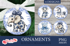 Blue Toile | Cottage Core | Round Ornaments Product Image 1