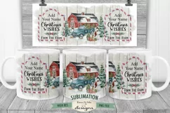 Blue Truck Christmas Wishes Barn Mug Sublimation 11 & 15 oz Product Image 1