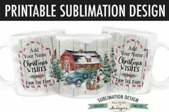 Blue Truck Christmas Wishes Barn Mug Sublimation 11 & 15 oz Product Image 2
