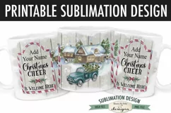 Blue Truck Christmas Cheer Farm Mug Sublimation 11 & 15 oz Product Image 2