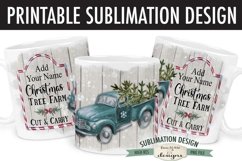 Blue Truck Christmas Tree Farm Mug Sublimation 11 &amp; 15 oz Product Image 2