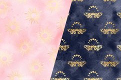 Blush and Navy Celestial Watercolor Digital Paper Product Image 3