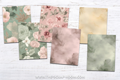 Printable junk journal kit Blush Pink Sage Papers Stickers Product Image 10