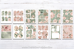 Printable junk journal kit Blush Pink Sage Papers Stickers Product Image 2