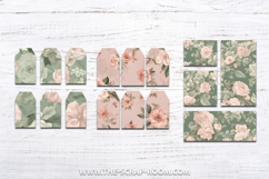 Printable junk journal kit Blush Pink Sage Papers Stickers Product Image 6