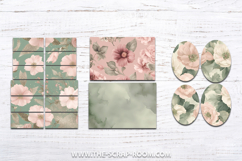 Printable junk journal kit Blush Pink Sage Papers Stickers Product Image 8