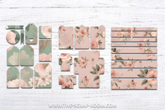 Printable junk journal kit Blush Pink Sage Papers Stickers Product Image 9