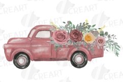 Blush and yellow rose watercolor flower pickup truck graphic Product Image 2
