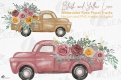 Blush and yellow rose watercolor flower pickup truck graphic Product Image 1