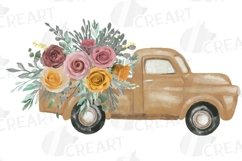 Blush and yellow rose watercolor flower pickup truck graphic Product Image 4
