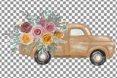 Blush and yellow rose watercolor flower pickup truck graphic Product Image 10