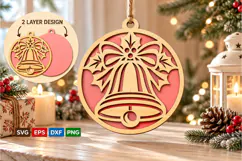 Blush Bell Wooden Christmas Ornament Product Image 2