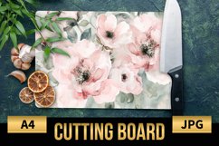 Blush Floral Watercolor Cutting Board | Flowers Design Product Image 1