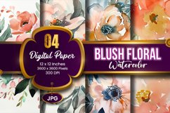 Blush Floral Watercolor Digital Paper | Abstract Flowers Product Image 1