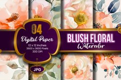 Blush Floral Watercolor Digital Paper | abstract pink spring Product Image 1