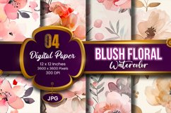 Blush Floral Watercolor Digital Paper | abstract pink spring Product Image 1