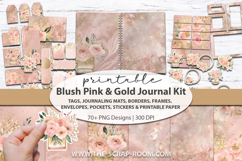 Printable Junk Journal Kit Blush Pink Gold digital paper Product Image 1