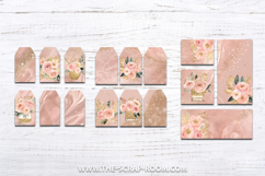Printable Junk Journal Kit Blush Pink Gold digital paper Product Image 6