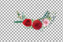 Blush and red roses watercolour bull skull, floral bouquets Product Image 6