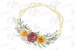 Watercolor Yellow and blush pink flowers, leaves clip art Product Image 7