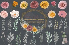 Watercolor Yellow and blush pink flowers, leaves clip art Product Image 2