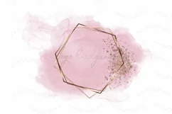 Blush pink and gold logo Background Alcohol ink Confetti Png Product Image 1