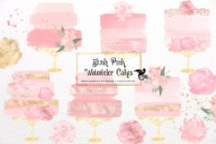 Blush Watercolor Cakes Clipart Product Image 1