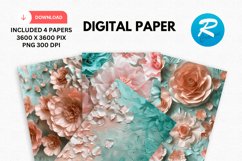 Blush Roses Flower Digital Paper, Flower Background Product Image 1