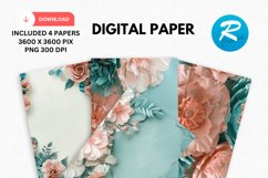 Blush Roses Flower Digital Paper, Flower Background Product Image 1